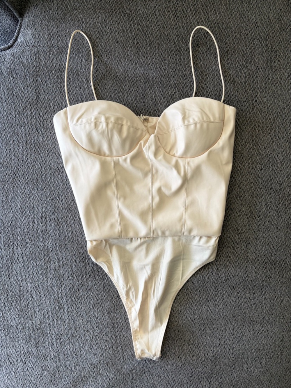 Cream One-Piece Bodysuit with Underwire Cups